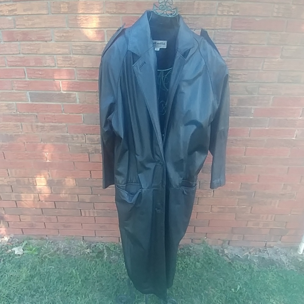 Leather trench coat